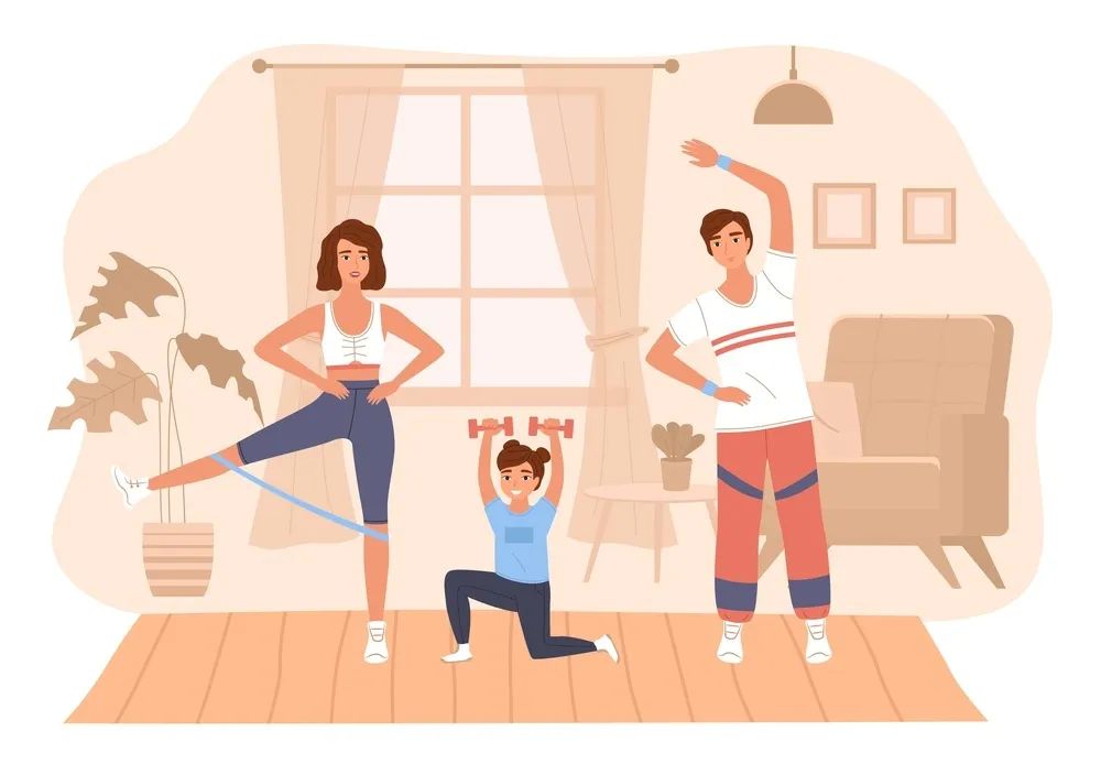 人们在室内做运动