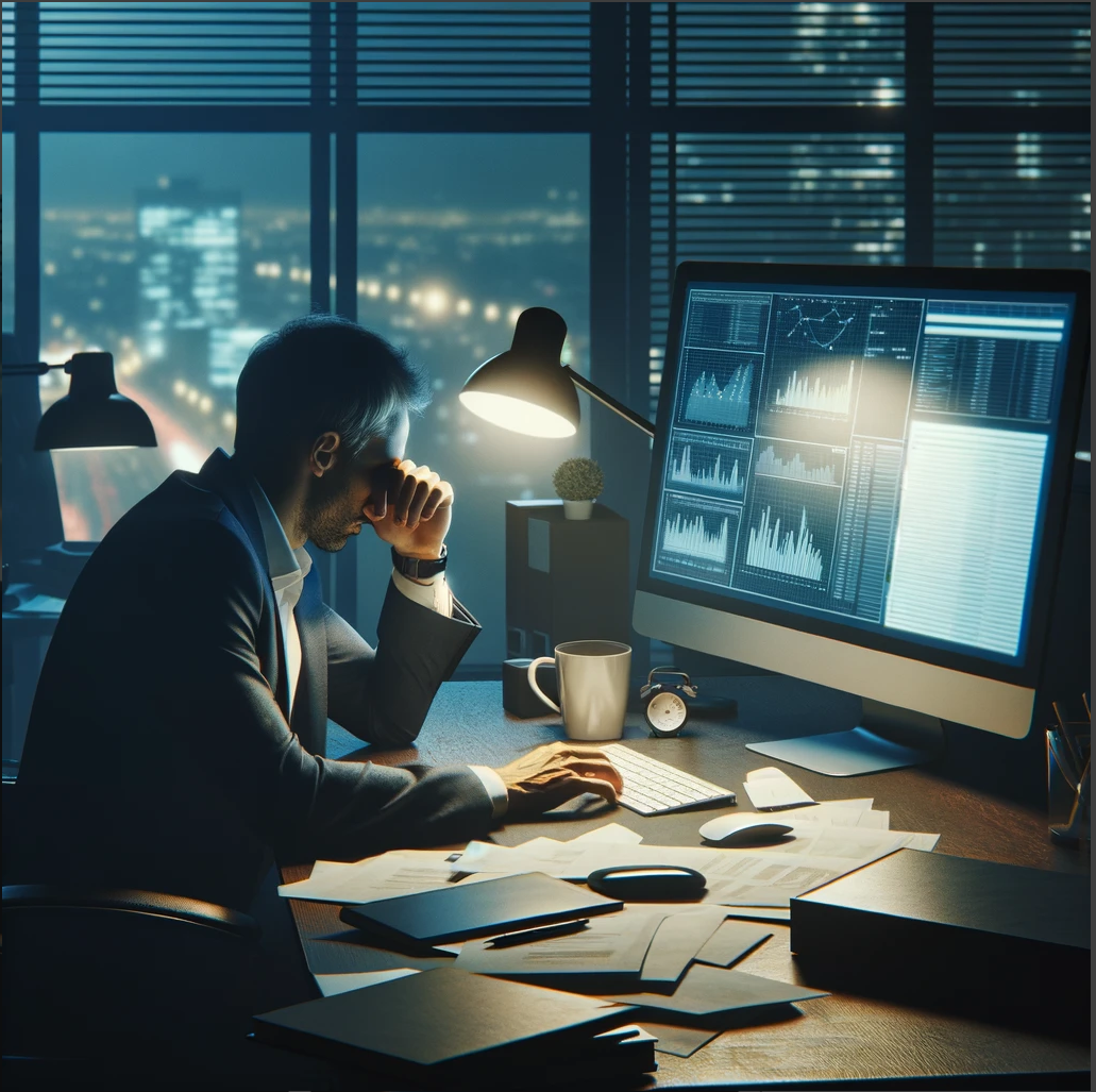 现代人熬夜工作场景