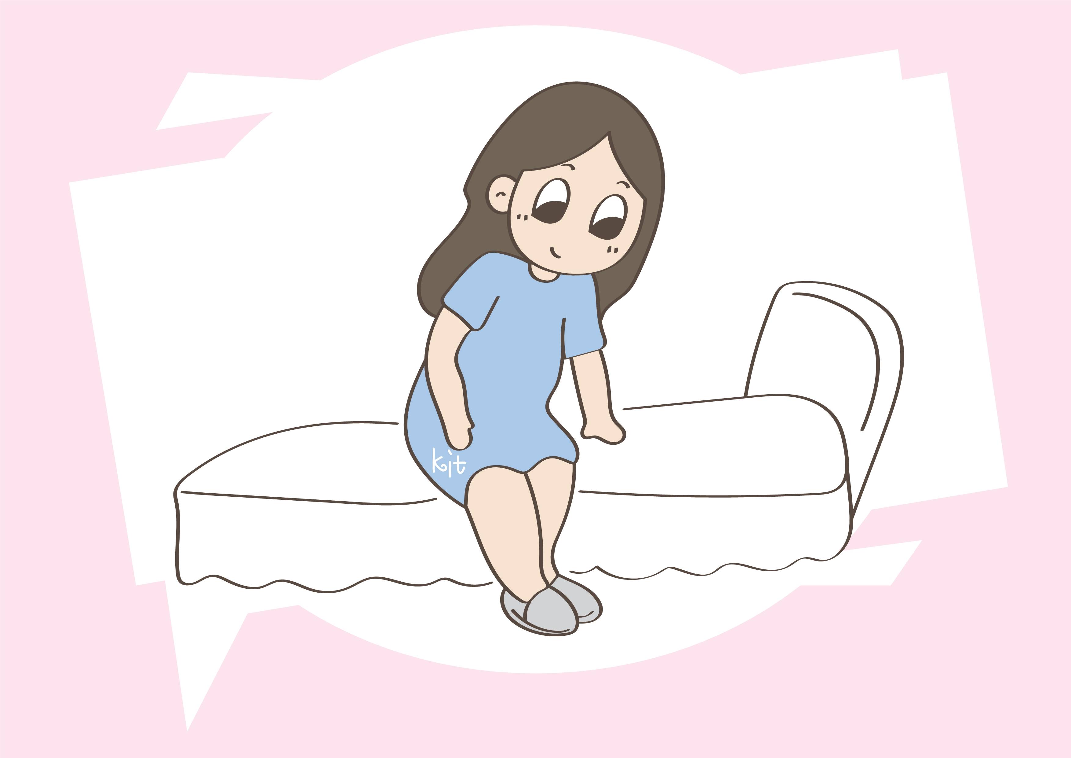 冬天坐月子的女性在温暖的被窝里